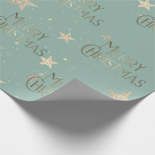 Elegant Sparkle Gold Stars Merry Christmas Wrapping Paper