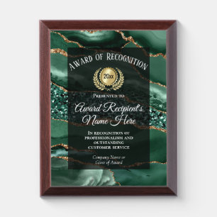 Elegant Sparkle Green Award of Recognition Plaque