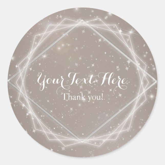 Elegant Sparkle Modern Geometric Party Favor Classic Round Sticker (Front)