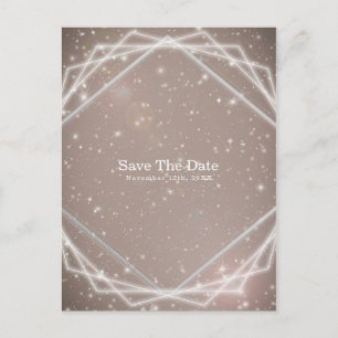 Elegant Sparkle Modern Geometric Save the Date Announcement Postcard