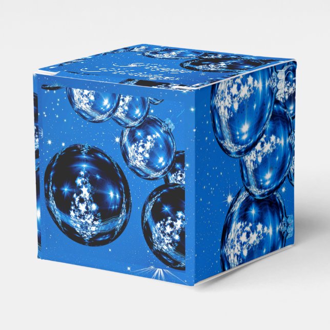Elegant Sparkle Ornaments Cobalt Blue Holiday Favor Boxes (Front Side)