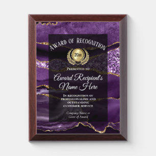 Elegant Sparkle Purple Award of Recognition Plaque