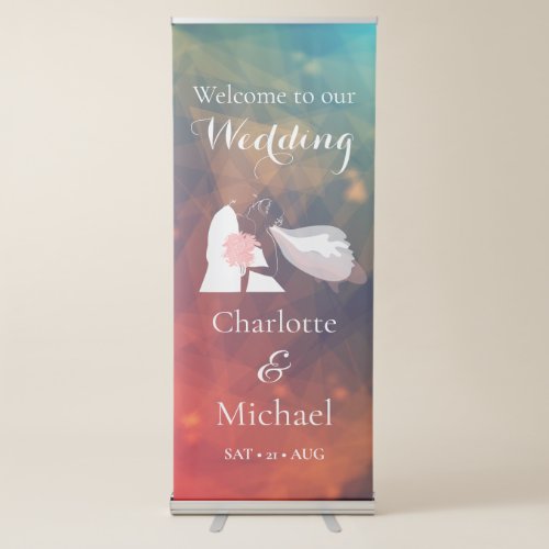 Elegant Sparkle star Bride and Groom Wedding Retractable Banner