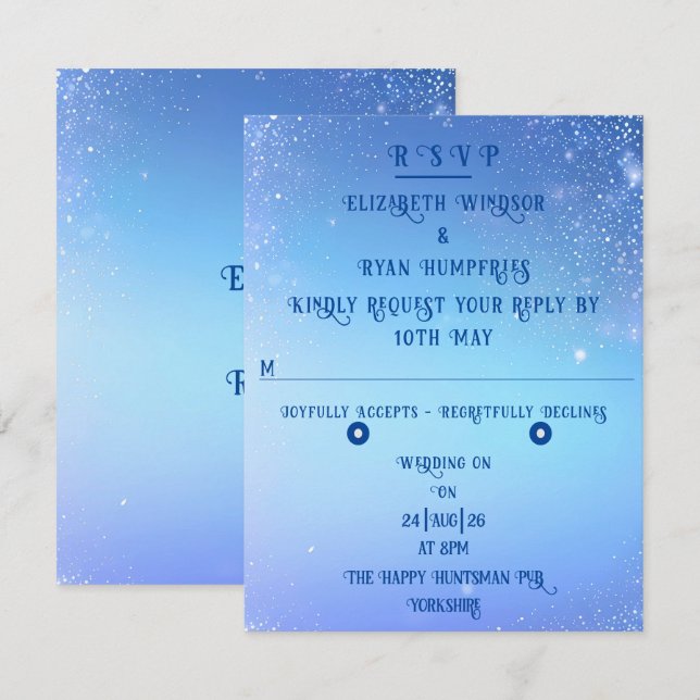 Elegant Sparkle Wedding  RSVP Card (Front/Back)