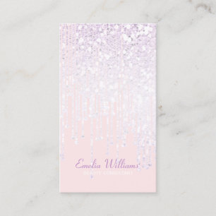 Elegant Sparkle White Crystal Drips light Pink Business Card