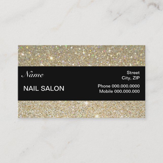 elegant Sparkles & Glitter Nail Salon BusinessCard Appointment Card (Front)