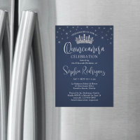 Elegant Sparkles Quinceañera Crown Navy Blue