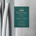 Elegant Sparkles Rose Gold Quinceañera Crown Green Magnetic Invitation<br><div class="desc">Invite family and friends to celebrate the quinceañera for her 15th birthday with chic modern magnetic party invitations. The pictures and all wording on this template are simple to personalize, and the magnetic backing makes them easy to display. The colors and font styles can be easily customized with the Zazzle...</div>