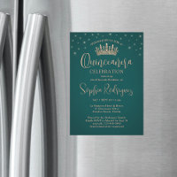 Elegant Sparkles Rose Gold Quinceañera Crown Green