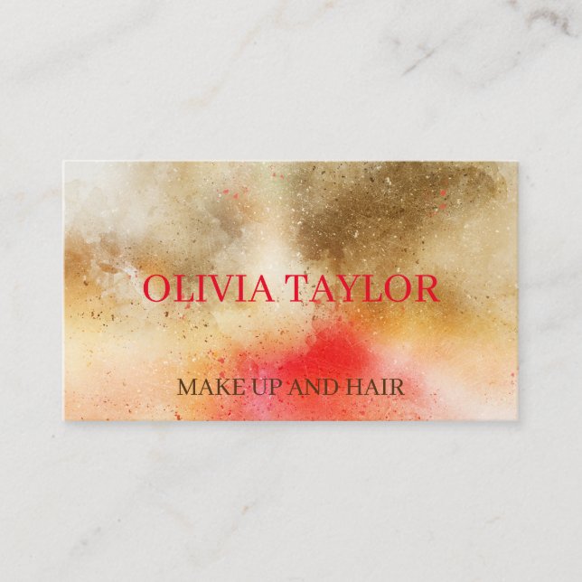Elegant sparkling bronze red glitter business card (Front)