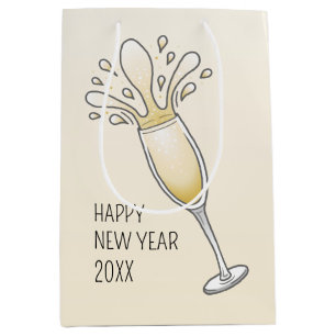 Elegant Sparkling Champagne Flute Medium Gift Bag