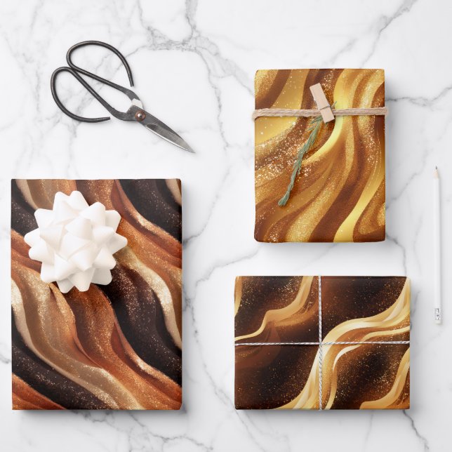 Elegant sparkling fantasy sand dune textures wrapping paper sheets (Front)