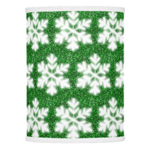 Elegant sparkling glitter green frosty snowflake lamp shade