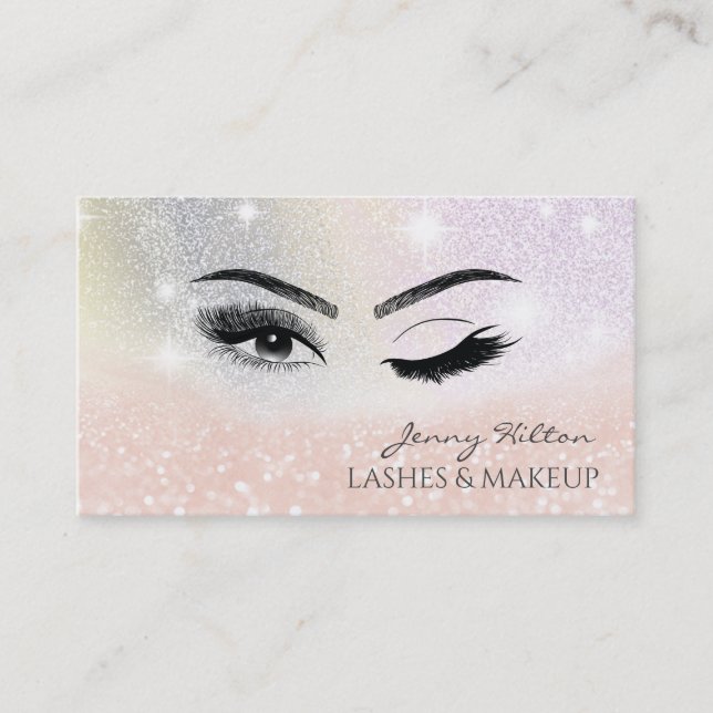 Elegant sparkling glittery winking eyes business card (Front)