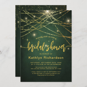 Elegant Sparkling Gold String Lights Bridal Shower Invitation