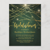 Elegant Sparkling Gold String Lights Bridal Shower Invitation Postcard (Front)