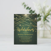 Elegant Sparkling Gold String Lights Bridal Shower Invitation Postcard (Standing Front)
