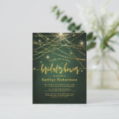 Elegant Sparkling Gold String Lights Bridal Shower Invitation Postcard (Standing Front)
