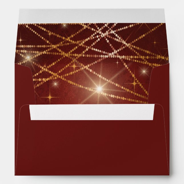 Elegant Sparkling Gold String Lights Wedding Envelope (Back (Bottom))