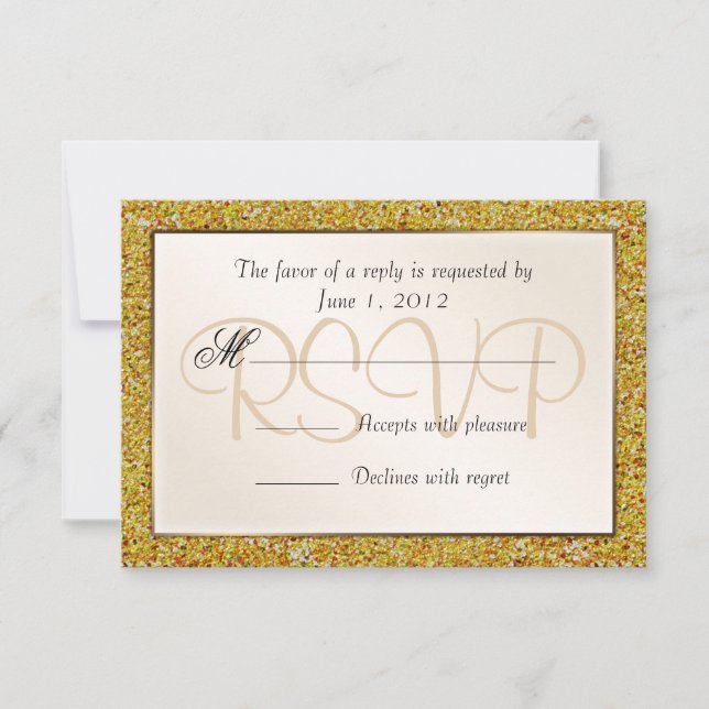 Elegant Sparkling Gold Sweet 16 Glitter RSVP Card (Front)
