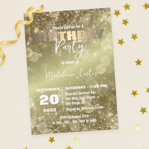 Elegant Sparkling Gold-Tone Birthday Party