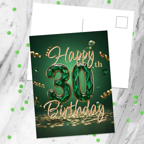 Elegant Sparkling Green and Gold 30th Birthday
