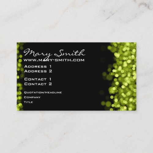 Elegant Sparkling Lights Lime Green Business Card