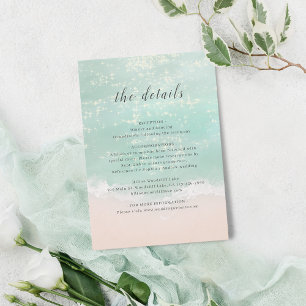Elegant sparkling ocean beach wedding details enclosure card