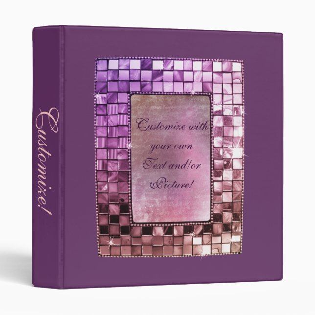 Elegant Sparkling Purple Frame Custom Binder (Front/Spine)