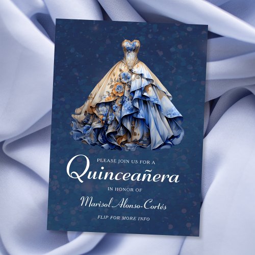 Elegant Sparkling Quinceanera Dress Invitation