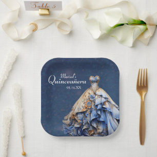 Elegant Sparkling Quinceanera Dress Paper Plates