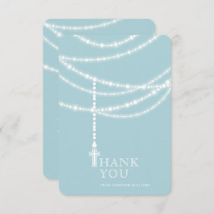 Elegant Sparkling Rosary Beads And Cross Religious Invitation