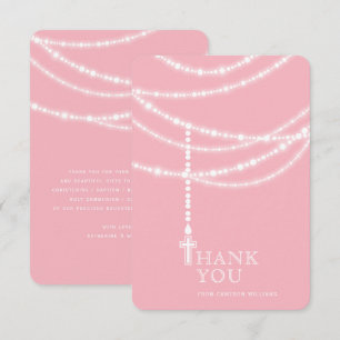 Elegant Sparkling Rosary Beads And Cross Religious Invitation