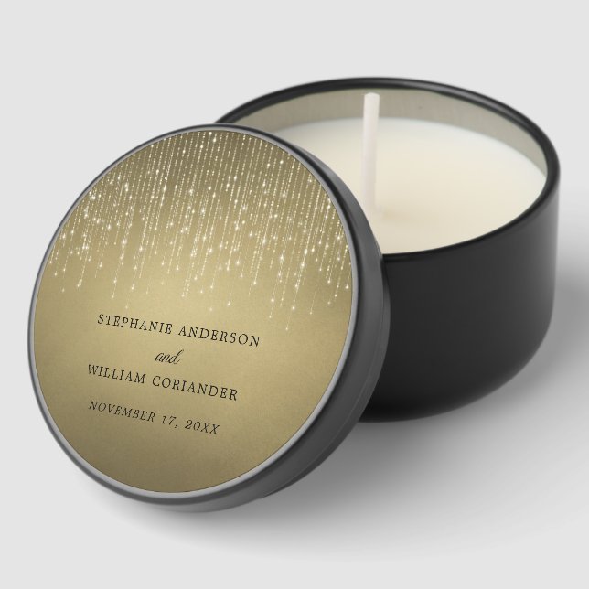 Elegant Sparkling String Lights Gold Wedding  Mini Candle Favors (Corner)