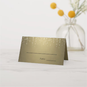 Elegant Sparkling String Lights Gold Wedding Place Card