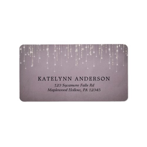 Elegant Sparkling String Lights Mauve Wedding Label