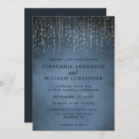 Elegant Sparkling String Lights Navy Blue Wedding