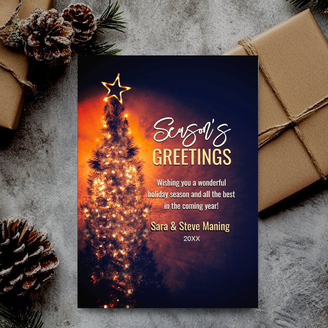 Elegant sparkling tree black Christmas Holiday Card (Creator Uploaded)