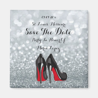 Elegant Sparkly Birthday Save The Date Magnet