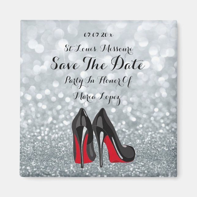 Elegant Sparkly Birthday  Save The Date Magnet (Front)
