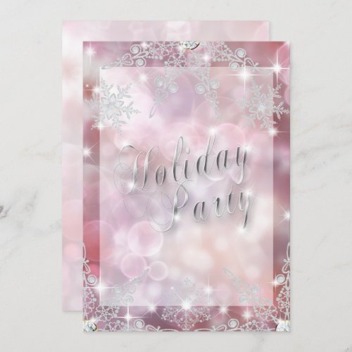 Elegant Sparkly Deep Rose Bokeh  Christmas Party Invitation