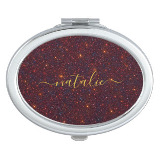 Elegant Sparkly Fancy Custom Name Great Gift Compact Mirror