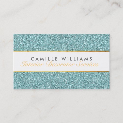 ELEGANT sparkly glamorous gold foil glitter blue Business Cards