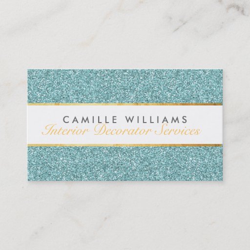 Customizable ELEGANT sparkly glamorous gold foil glitter blue Business Cards