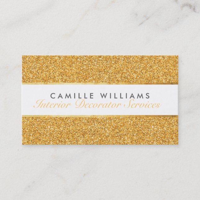 ELEGANT sparkly glamorous gold foil glitter Business Card (Front)