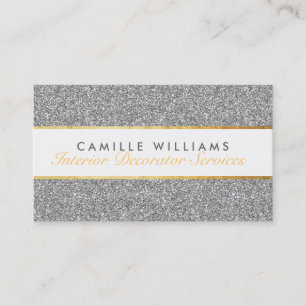 ELEGANT sparkly glamorous gold foil glitter silver Business Card