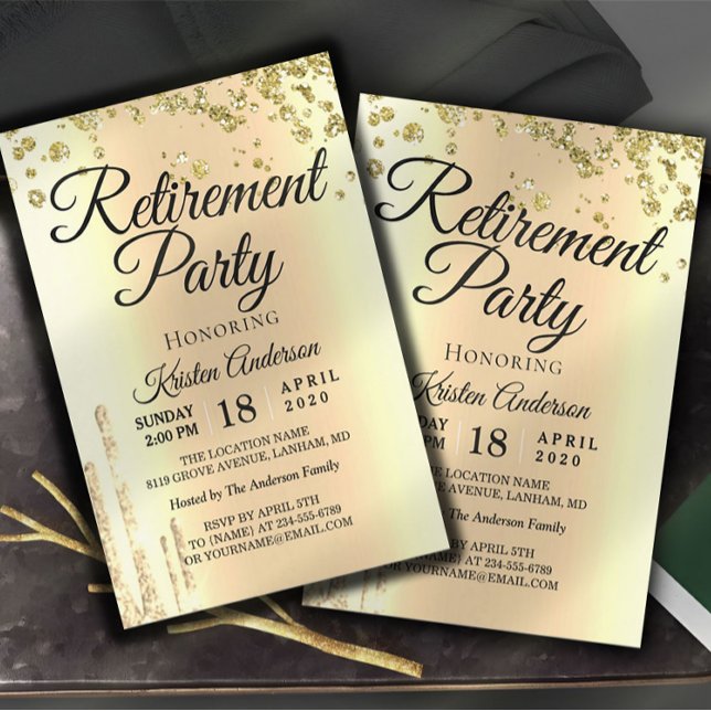 Elegant Sparkly Glitter Retirement Party Invitatio Invitation (Creator Uploaded)