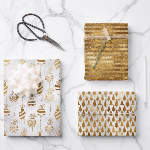 Elegant Sparkly Gold Christmas  Wrapping Paper Sheets