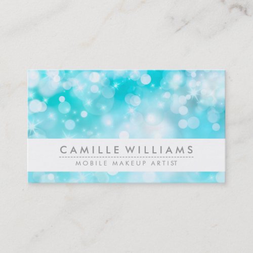 ELEGANT SPARKLY LIGHT whimsical aqua blue bokeh Business Card Templates