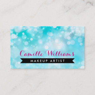 ELEGANT SPARKLY LIGHT whimsical pink aqua bokeh Business Card